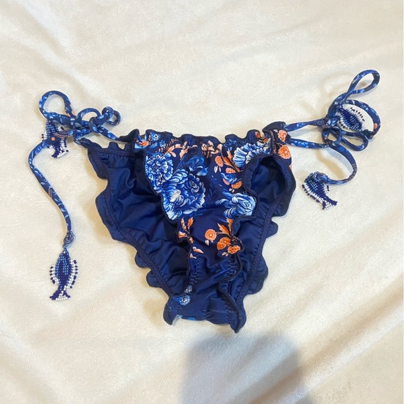 New! Agua Bendita Azure Alegria Floral Blue Bikini Bottom 3937 - Picture 2 of 9